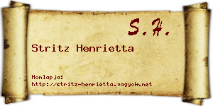 Stritz Henrietta névjegykártya